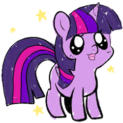 Size: 775x775 | Tagged: safe, artist:pegacornss, derpibooru import, twilight sparkle, twilight sparkle (alicorn), alicorn, pony, chibi, cute, female, mare, open mouth, simple background, solo, stars, twiabetes, white background