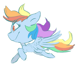 Size: 895x752 | Tagged: safe, artist:lambyanxious, derpibooru import, rainbow dash, pegasus, pony, flying, side view, simple background, solo, white background