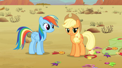 Size: 1920x1080 | Tagged: safe, derpibooru import, screencap, applejack, rainbow dash, earth pony, pegasus, pony, the last roundup