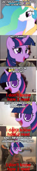 Size: 801x3656 | Tagged: safe, artist:binkyt11, edit, princess celestia, twilight sparkle, alicorn, pony, the maud couple, i never learned to read, meme, pacman eyes, vine video, vulgar