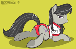 Size: 1211x790 | Tagged: safe, artist:pijinpyon, octavia melody, earth pony, pony, clothes, gym uniform, hooves, midriff, shirt, short shirt, shorts, simple background, solo, sports panties