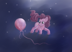 Size: 900x658 | Tagged: safe, artist:qiae, pinkie pie, earth pony, pony, balloon, solo, water