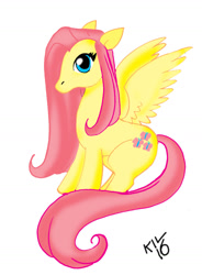 Size: 1024x1394 | Tagged: safe, artist:koku-chan, fluttershy, pegasus, pony, signature, simple background, solo, white background