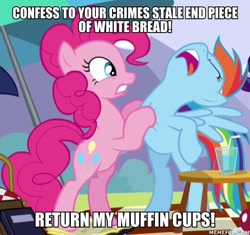 Size: 600x563 | Tagged: safe, derpibooru import, edit, edited screencap, screencap, pinkie pie, rainbow dash, earth pony, pegasus, pony, wonderbolts academy, bipedal, caption, cropped, ed edd n eddy, image macro, key to my ed, text