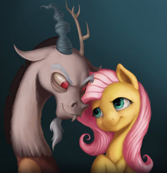 Size: 2155x2232 | Tagged: safe, artist:starblaze25, discord, fluttershy, pegasus, pony, discoshy, male, shipping, straight