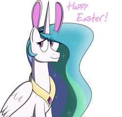 Size: 1222x1174 | Tagged: safe, princess celestia, alicorn, pony, bunny ears, easter, female, holiday, solo