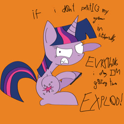 Size: 1024x1024 | Tagged: safe, artist:mr. rottson, derpibooru import, twilight sparkle, twilight sparkle (alicorn), alicorn, pony, dialogue, female, mare, simple background, solo