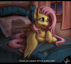 Size: 1000x900 | Tagged: safe, artist:aliscik, fluttershy, pegasus, pony, bed, chromatic aberration, crossed hooves, lying down, prone, solo