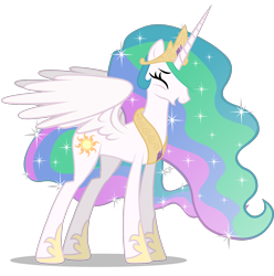 Size: 1588x1600 | Tagged: safe, artist:mixermike622, editor:slayerbvc, princess celestia, alicorn, pony, cropped, female, laughing, mare, simple background, solo, sparkles, transparent background, vector