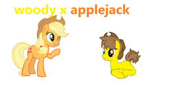 Size: 1251x783 | Tagged: safe, applejack, earth pony, pony, pony creator, crossover, crossover shipping, shipping, toy story, wink, woody