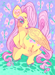 Size: 419x574 | Tagged: safe, artist:njeekyo, fluttershy, pegasus, pony, color porn, solo, wingding eyes