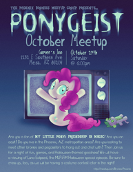 Size: 618x800 | Tagged: safe, artist:anjila, pinkie pie, spike, dragon, earth pony, pony, looking at you, plushie, poltergeist, poster, television, text