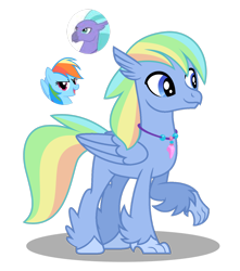 Size: 1280x1449 | Tagged: safe, artist:tenderrain46, derpibooru import, rainbow dash, seaspray, oc, classical hippogriff, hippogriff, pegasus, pony, base used, interspecies offspring, offspring, parent:rainbow dash, parent:seaspray, simple background, transparent background