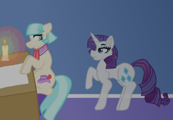 Size: 2788x1932 | Tagged: safe, artist:glamgoria-morose, coco pommel, rarity, earth pony, pony, unicorn, breakup, crying, female, lesbian, marshmallow coco, shipping, story included