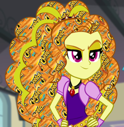 Size: 680x696 | Tagged: safe, adagio dazzle, equestria girls, rainbow rocks, cheetos, hair edit, puffs