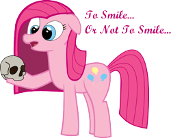 Size: 691x559 | Tagged: safe, artist:painter5544, pinkie pie, earth pony, pony, pinkamena diane pie, simple background, skull, solo, to be or not to be, transparent background