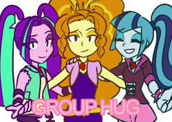 Size: 668x472 | Tagged: safe, artist:rileyav, adagio dazzle, aria blaze, sonata dusk, equestria girls, rainbow rocks, group hug, the dazzlings