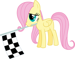 Size: 5000x3928 | Tagged: safe, artist:lman225, fluttershy, pegasus, pony, checkered flag, filly, filly fluttershy, mouth hold, simple background, solo, transparent background, vector