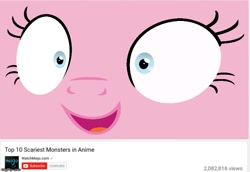 Size: 727x500 | Tagged: safe, pinkie pie, earth pony, pony, every little thing she does, anime, meme, solo, top 10 anime list parody, watchmojo.com, youtube