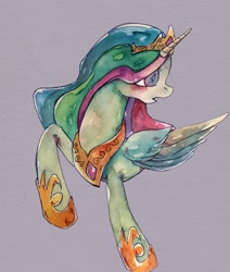 Size: 1780x2100 | Tagged: safe, artist:awk44, princess celestia, alicorn, pony, crown, female, jewelry, mare, regalia, solo, traditional art