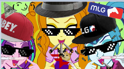 Size: 723x408 | Tagged: safe, adagio dazzle, aria blaze, sonata dusk, equestria girls, 1000 hours in ms paint, 420, adagio dazzled, aria blazed, doge, drugs, glasses, meme, mlg, ms paint, stonedata dusk, the dazzlings