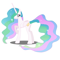 Size: 6000x6000 | Tagged: safe, artist:byteslice, edit, editor:slayerbvc, princess celestia, alicorn, pony, keep calm and flutter on, absurd resolution, accessory-less edit, barehoof, female, looking back, mare, missing accessory, raised hoof, simple background, solo, transparent background, upset, vector, vector edit