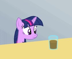 Size: 550x450 | Tagged: safe, twilight sparkle, 4chan, ambush, animated, chocolate, chocolate milk, everything is ruined, exploitable meme, food, glass, it's a trap, meme, milk, pure unfiltered good, revenge, role reversal, solo, soon, spilled milk, this will end in death, this will end in tears, wat, wtf
