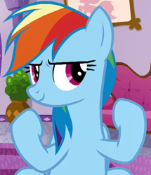 Size: 828x964 | Tagged: safe, derpibooru import, screencap, rainbow dash, pegasus, pony, spoiler:deep tissue memories, spoiler:mlp friendship is forever, cropped, deep tissue memories, solo