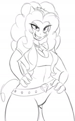 Size: 958x1536 | Tagged: safe, artist:lil miss jay, adagio dazzle, anthro, equestria girls, cleavage, equestria girls outfit, female, monochrome, solo