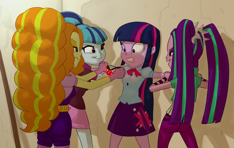 2190441 - safe, artist:azaleasdolls, artist:fannitasticfangirl, sci-twi,  sunset shimmer, twilight sparkle, fairy, human, equestria girls, friendship  games, g4, bare shoulders, barely eqg related, clothes, crossover, daydream  shimmer, disney, disney