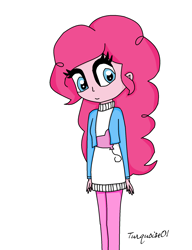 Size: 1452x1892 | Tagged: safe, artist:turquoise01, pinkie pie, equestria girls, alternate costumes, clothes, looking at you, solo, sweater