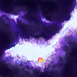 Size: 2000x2000 | Tagged: safe, artist:rsphoenix, fluttershy, pegasus, pony, cloud, looking at you, overcast, smiling, solo