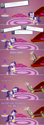 Size: 1000x2823 | Tagged: safe, artist:creamsicle delight, discord, rarity, draconequus, pony, unicorn, ask, ask generous genie rarity, comic, female, genie, male, mare, tumblr, yelling