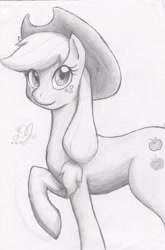 Size: 4600x6984 | Tagged: safe, artist:dj-black-n-white, applejack, earth pony, pony, absurd resolution, monochrome, solo