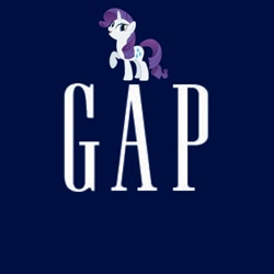 Size: 1024x1024 | Tagged: safe, artist:cozmo312bb, rarity, pony, unicorn, female, gap logo, retail pun, smiling