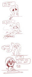 Size: 400x945 | Tagged: artist needed, safe, fluttershy, pegasus, pony, comic, crying, food, korean, surprised, translated in the comments, vulgar