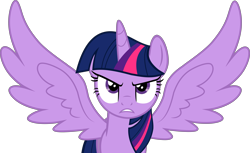 Size: 8000x4908 | Tagged: safe, artist:slb94, derpibooru import, twilight sparkle, twilight sparkle (alicorn), alicorn, pony, absurd resolution, angry, female, mare, simple background, solo, spread wings, transparent background, vector