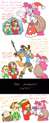 Size: 1000x2500 | Tagged: safe, artist:hoshinousagi, applejack, pinkie pie, anthro, comic, crossover, knuckles the echidna, santa claus, sonic boom, sonic the hedgehog (series), sonicified, sticks the badger