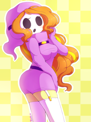 Size: 861x1150 | Tagged: safe, artist:riouku, adagio dazzle, equestria girls, clothes, cosplay, costume, crossover, shy gal, shy guy, solo, super mario bros.