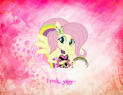 Size: 1600x1243 | Tagged: safe, artist:riofluttershy, fluttershy, equestria girls, rainbow rocks, ponied up, solo, text