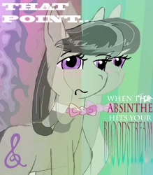 Size: 701x800 | Tagged: safe, artist:owlor, octavia melody, earth pony, pony, absinthe, alcohol, black mane, female, gray coat, mare, solo