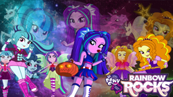 Size: 1440x810 | Tagged: safe, artist:charliexe, derpibooru import, adagio dazzle, aria blaze, sonata dusk, siren, equestria girls, rainbow rocks, space, stars, the dazzlings, wallpaper