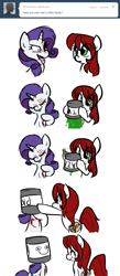 Size: 655x1500 | Tagged: safe, artist:jessy, rarity, oc, oc:palette swap, pony, unicorn, lil-miss rarity, ask, comic, duo, tumblr, tumblr:ask palette swap