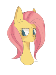 Size: 1200x1600 | Tagged: safe, artist:ielejot, fluttershy, pegasus, pony, bust, looking away, looking down, portrait, simple background, solo, white background