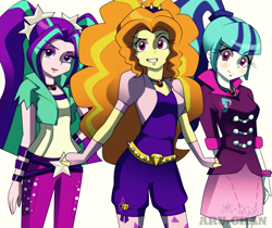 Size: 913x768 | Tagged: safe, artist:yk-dgb, adagio dazzle, aria blaze, sonata dusk, equestria girls, the dazzlings