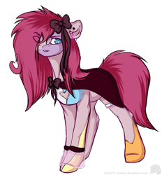 Size: 572x617 | Tagged: safe, artist:11-shadow, pinkie pie, earth pony, pony, bow, clothes, costume, hair bow, pinkamena diane pie, solo