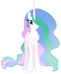 Size: 6059x7318 | Tagged: safe, artist:estories, edit, editor:slayerbvc, princess celestia, alicorn, pony, absurd resolution, accessory-less edit, barehoof, female, mare, missing accessory, simple background, smiling, solo, transparent background, vector, vector edit