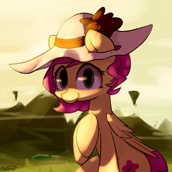 Size: 5000x5000 | Tagged: safe, artist:bloodatius, fluttershy, pegasus, pony, absurd resolution, female, hat, looking at you, mare, smiling, solo