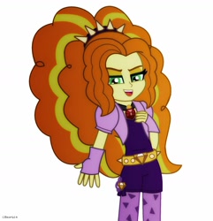 Size: 1664x1728 | Tagged: safe, artist:cbear624, adagio dazzle, equestria girls, rainbow rocks, amulet, clothes, fingerless gloves, gloves, glowing eyes, looking at you, necklace, open mouth, signature, simple background, singing, solo, spikes, under our spell, white background