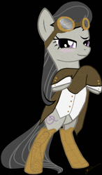 Size: 1280x2198 | Tagged: safe, artist:kittyhawkman, octavia melody, earth pony, pony, clothes, frock coat, goggles, shirt, solo, steampunk, waistcoat